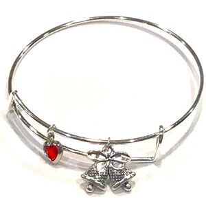 Christmas Themed Adjustable Zinc Alloy Wire Silver Metal Bangle Charm Br…